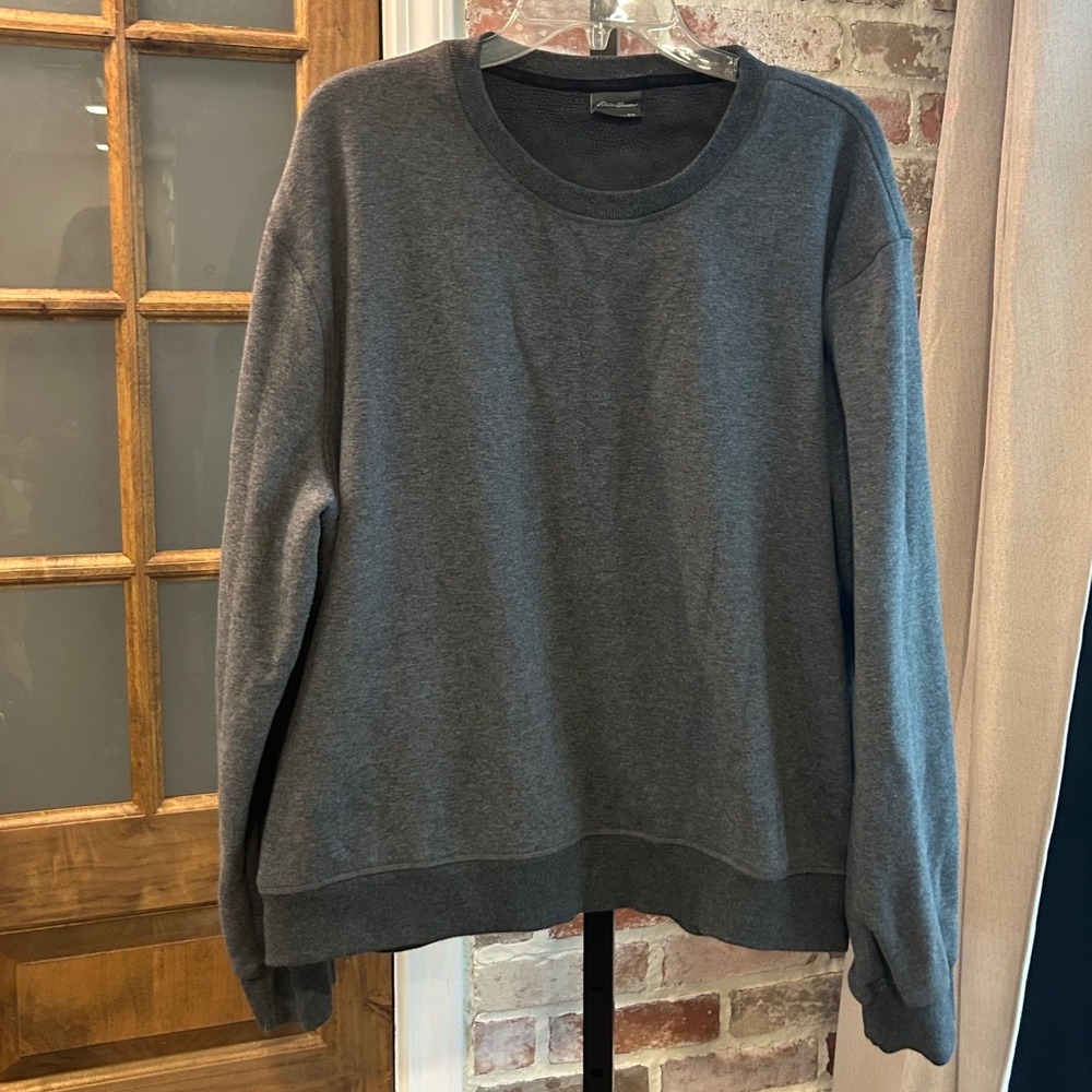 Eddie Bauer Sweatshirt Men Grey Fleece Lined Pullover Gorpcore Outdoor Cozy XXL
